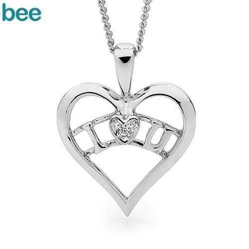 Image of Bee Jewelry I Love U sølv Collie blank, model 35453-CZ